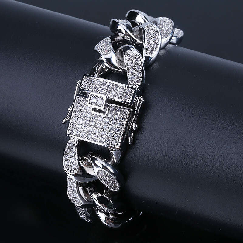 Accessories Men's Hip Hop Cuban 18mm 3D Zircon Bracelet