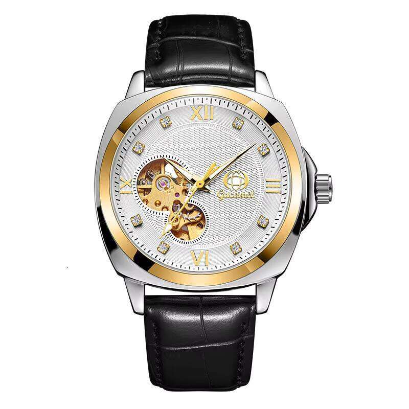 DHgadgets Amel Mechanical Skeleton Automatic Phase Men's Business Waterproof Moon Watch