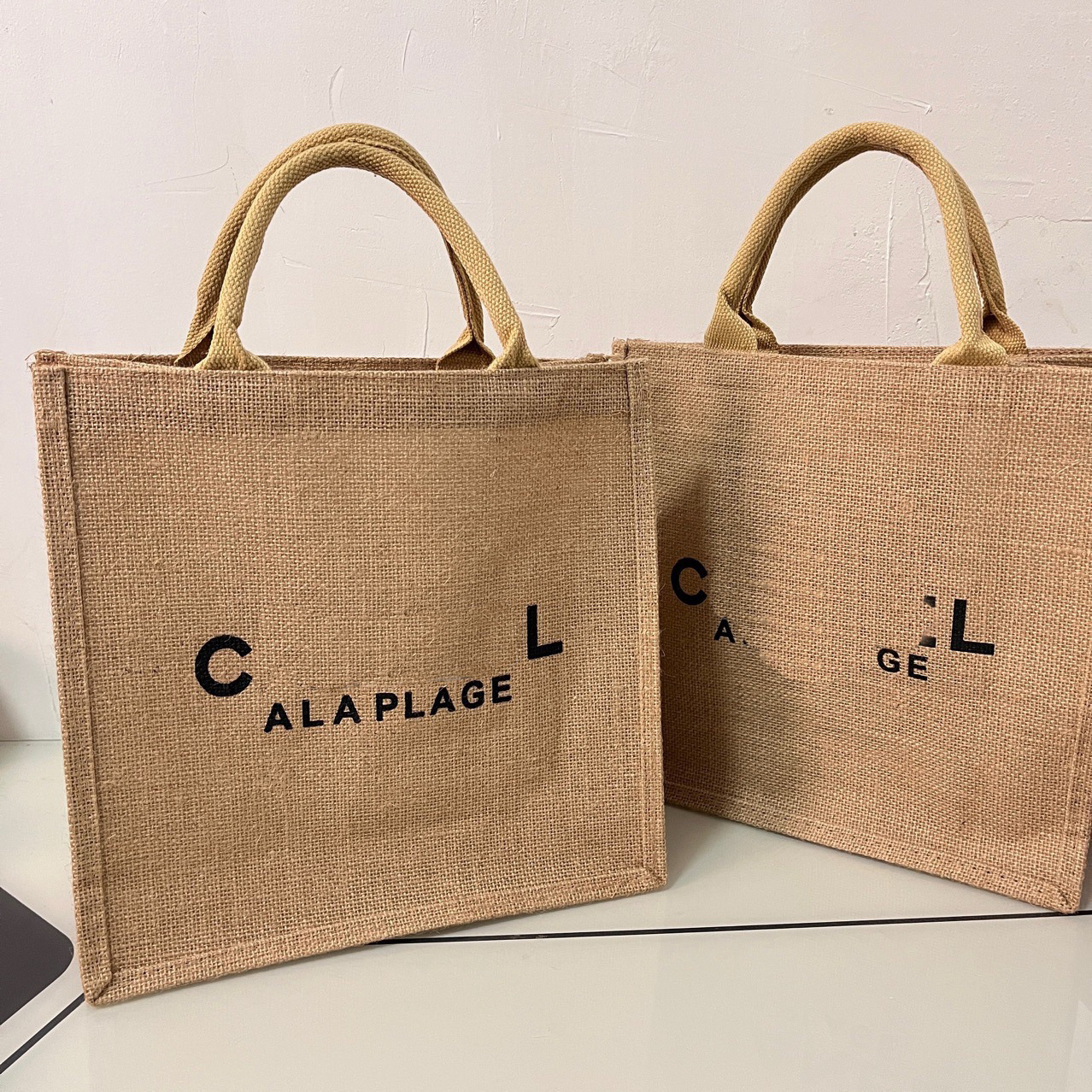 New linen designer bag tote bag niche shopping bag straw woven bag Tote summer cc logo gift bag