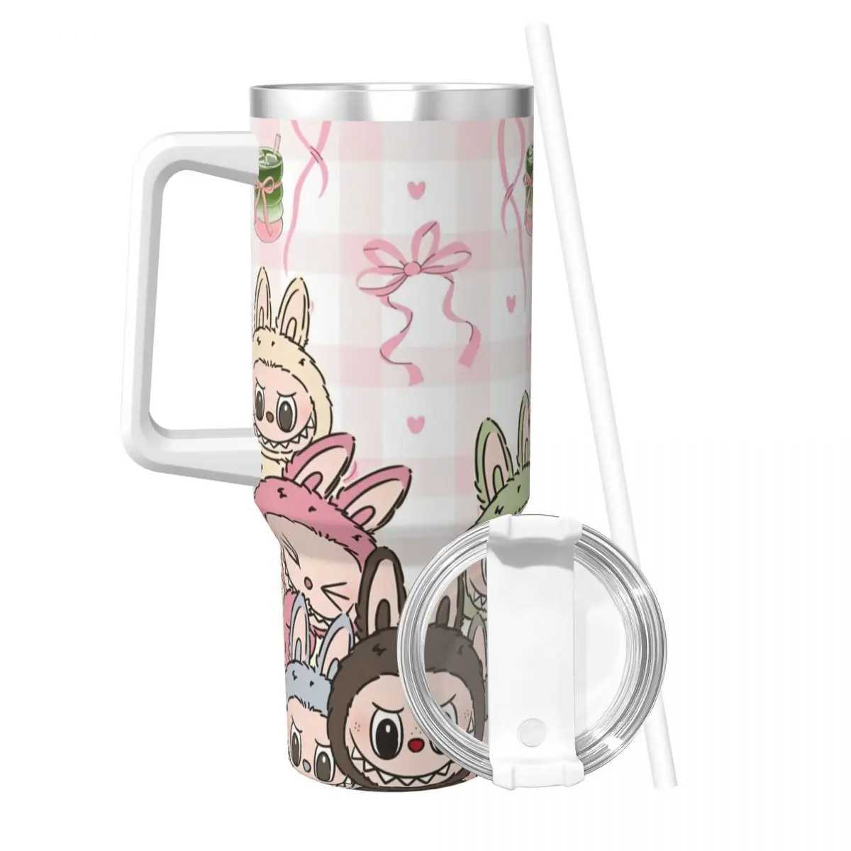 Stainless Steel Tumbler Labubu Cartoon Car Mugs With Straws Travel Water Bottle Heat Preservation Large Capacity Thermal Cups T250620