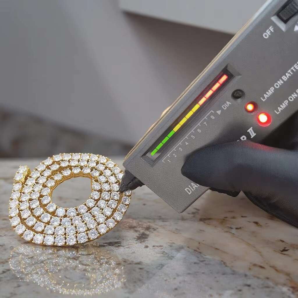 Wholesale Custom S925 Sterling Silver Gra Vvs Moissanite Necklace with 10k 14k Gold Plated Tennis Chain for Men and Women