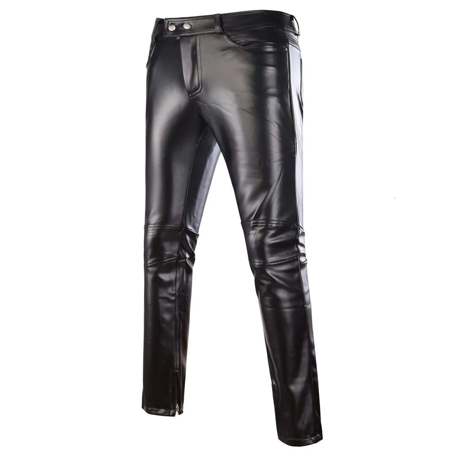 Trendy Korean Style Mens Nightclub Hair Stylist Pants Casual Trousers GoldEmbellished Performance Outfits Leather 250614