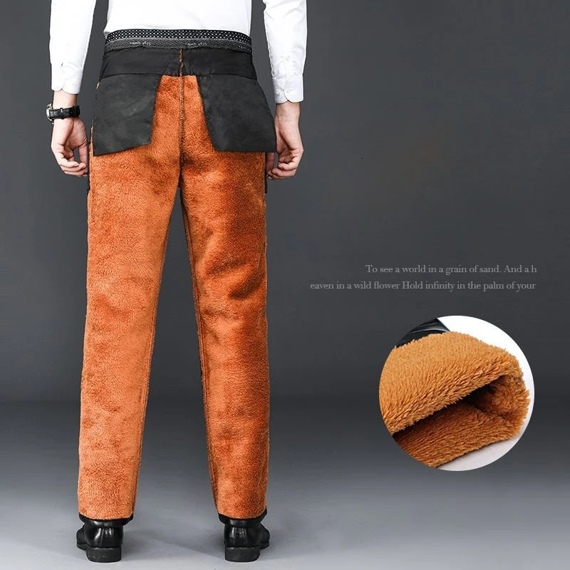 Men Gothic Pants Plus Fleece Thicken Winter Waterproof Straight Loose Elastic Comfortable Moto Biker Casual Leather Trousers 250614