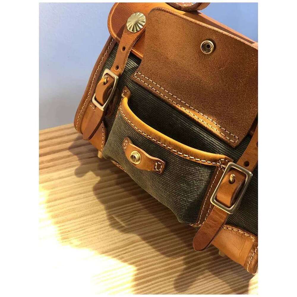 Outdoor Daily Work First Layer Cowhide Padded Canvas Women's Messenger Designer Handmade High Quality Men's Shoulder Bag