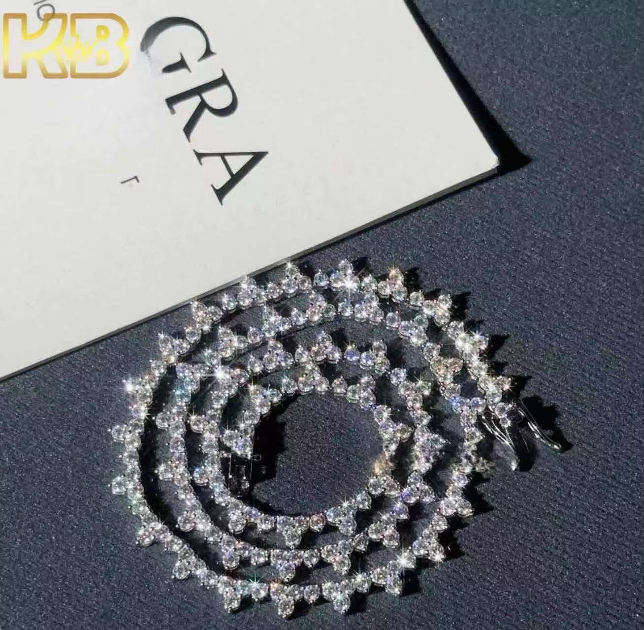 Hip Hop Moissanite VVS Chain Silver Tennis Necklace Clarity Jewelry Gift for Men Women Luxury Tennis Chain Necklace