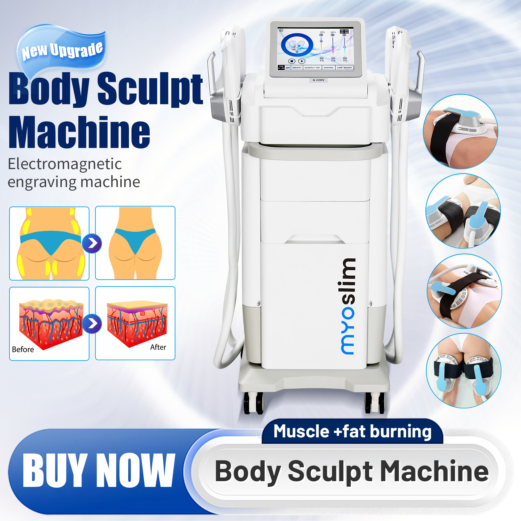 Professional build muscles Body Sculpting device MYOSLIM RF Electromagnetic Muscle Stimulate Slimming Machine