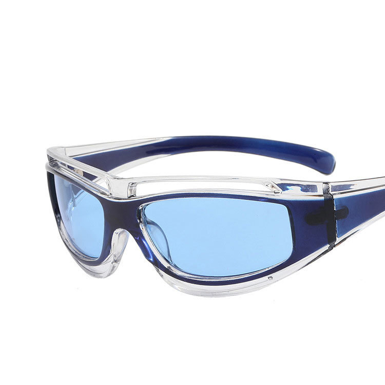 Kanye's identical sunglasses Luxury Y2K Cyber Future Tech Cat-Eye Concave Frame Unisex Sunglasses UV400 Polarized with Neon Holographic Finish In