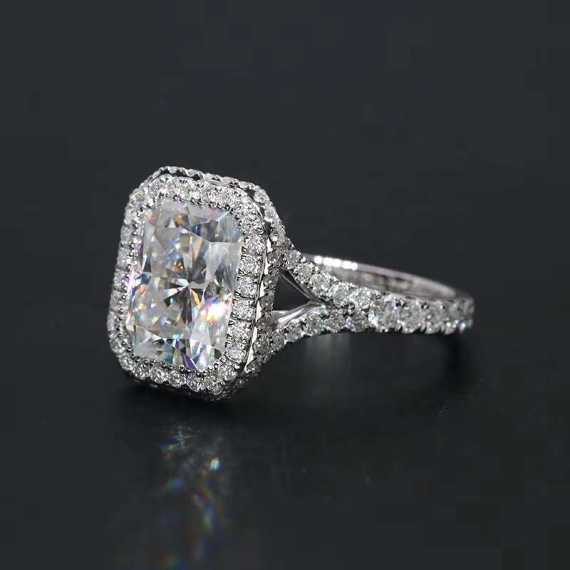 Luxury Mosanite Jewelry Women Wedding Ring 14K Solid Gold Jewelry 3 Carats Radiant Cut Moissanite Diamond Ring for Engagement