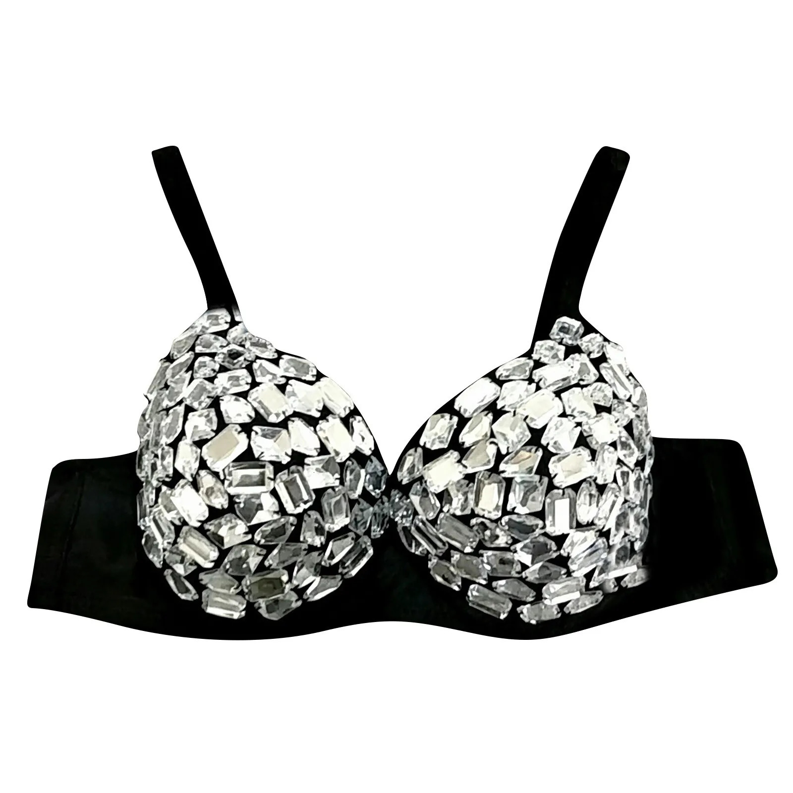 Womens Fashion Carnival Costume Sexy Push Up Punk Lady Goth Silver Party Studded Bra Female Night Wear 250609