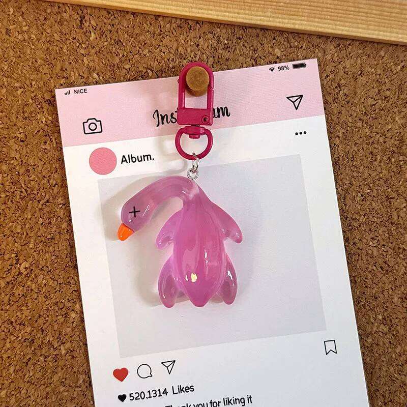 Glow In The Dark Keychain Transparent Roast Duck Bag Hanging Pendants Fluorescence Keyring Key Chain Best Friend Gifts Good quality