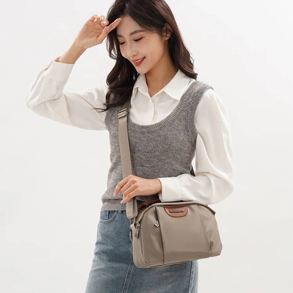 DHGM Casual Solid Messenger Waterproof Nylon Shoulder Crossbody Bags for Women 2025 Ladies High Quality Purses and Handbag