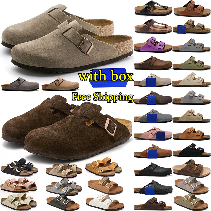 Free shipping slippers for men women slides sliders designer sandals taupe Pink clogs suede leather big buckle slippers strap slide flip flops