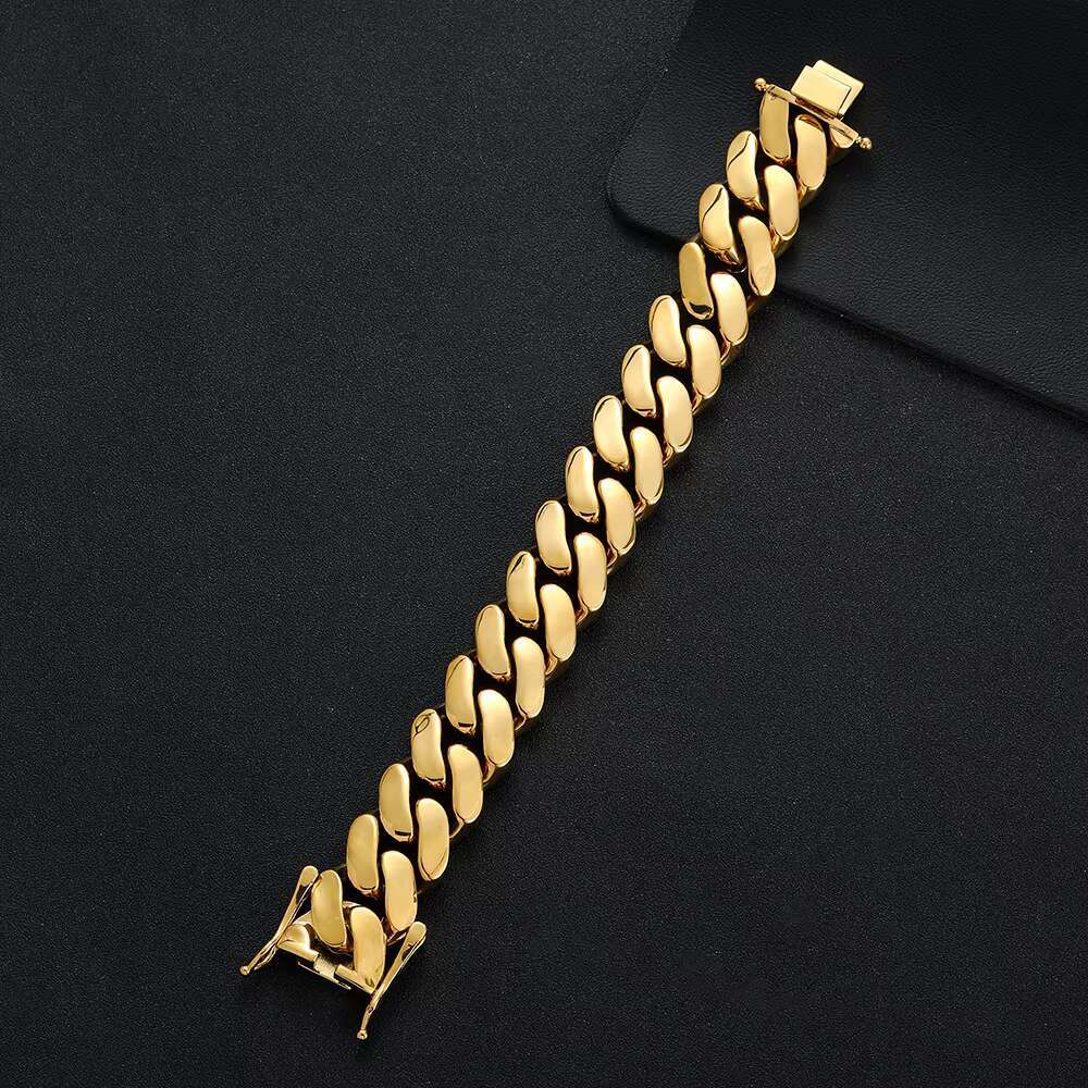 BB041 22MM Brass Cuban Bracelet Men Hip Hop Cuban Chain Bracelets