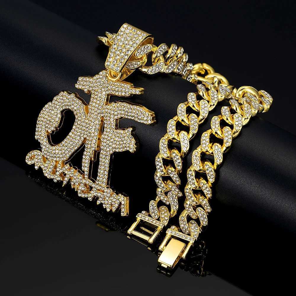 Hip Hop Fashion English Letter OTF Pendant Cuban Chain Necklace Suitable For Daily Wear By Men And Women Rock Party Jewelry W250620