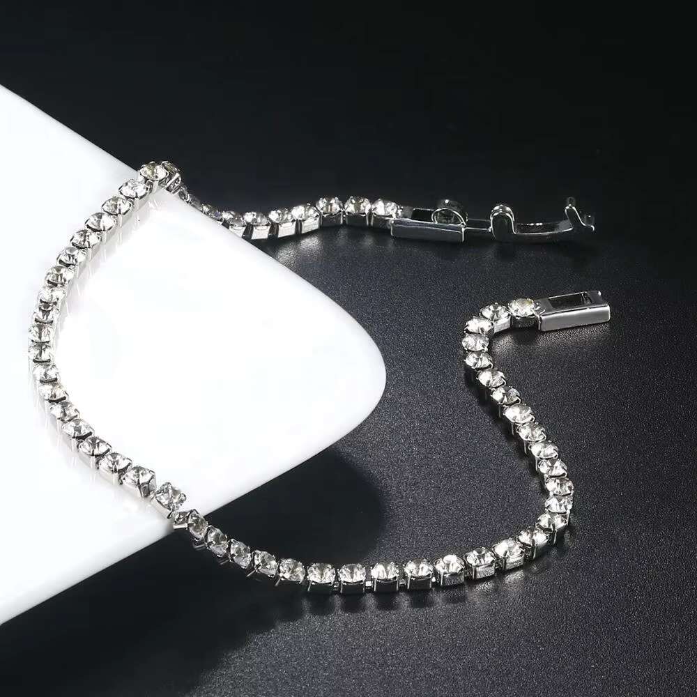Adjustable 2.5mm Round Shape Cubic Zirconia Diamond Tennis Bracelet Pulseras Mujer