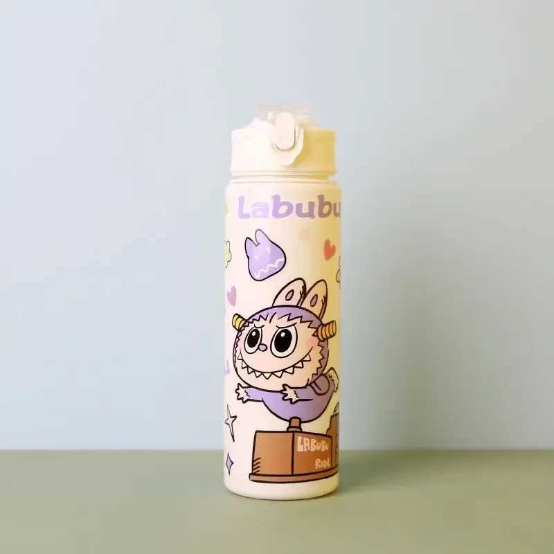 750Ml New Cartoon Labubu Straw Cup Student Hand-Held Drop-Proof Kettle Large Capacity Portable Space Cup Men Women Holiday Gifts T250620