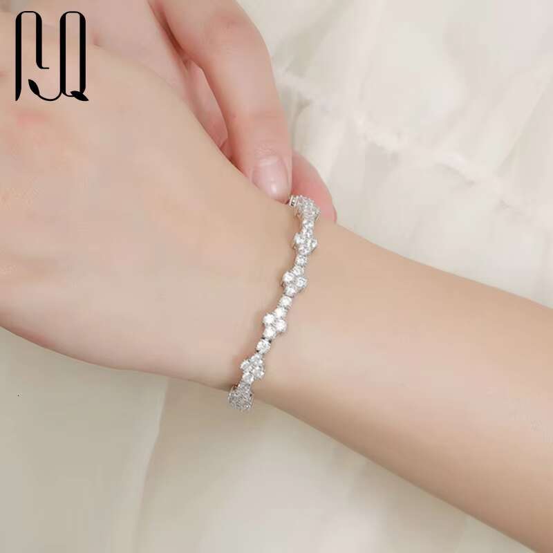 PYQ 925 Sterling Silver Diamond Tennis Bracelet 3mm Hip Hop Style VVS Moissanite Cross Bracelet Wholesale Price