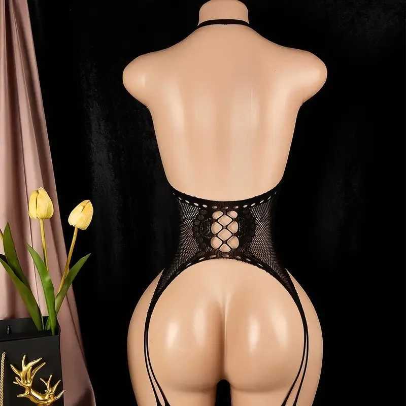 Women Sexy Mesh Fishnet Bodystockings Erotic Lingerie Plus Perspective Crotchless Teddies Bodysuits Female Sexy Underwear W250724
