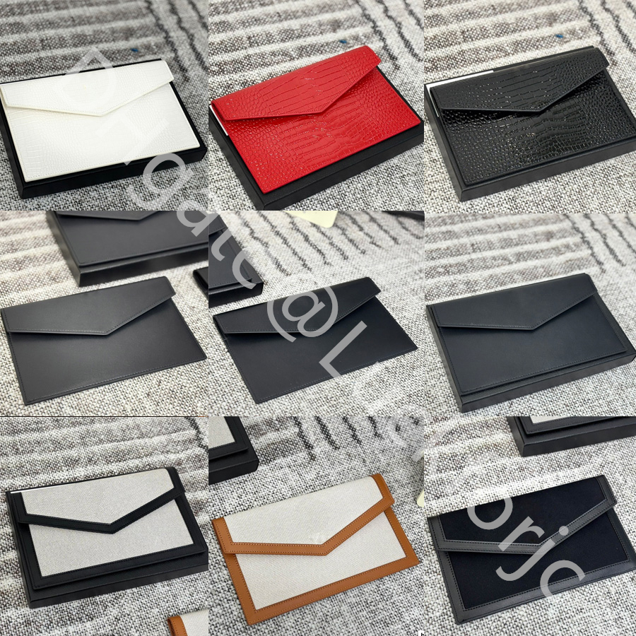 Women Designer Embossed Shiny Leather Wallet Uptown Pouch In Crocodile Handbag Cosmetic Bags Size 27x16cm