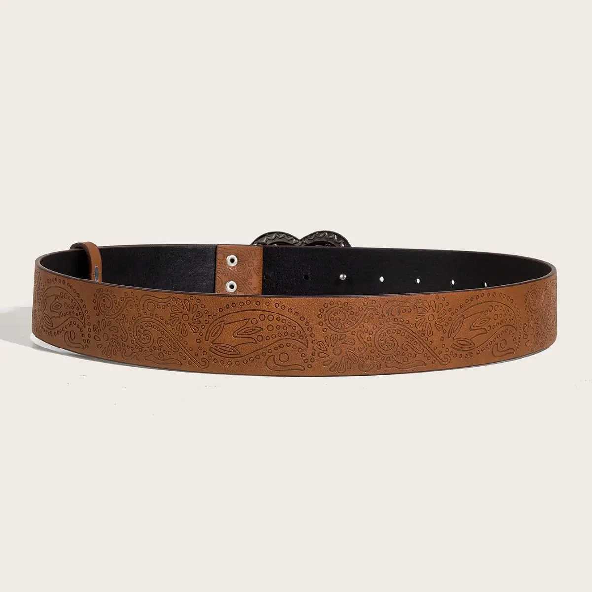 Fashion Designer Belts For Women High Quality Luxury Y2K Brown Pattern Print Unisex Men Jeans Belt Heart Buckle Waistband XJ250620