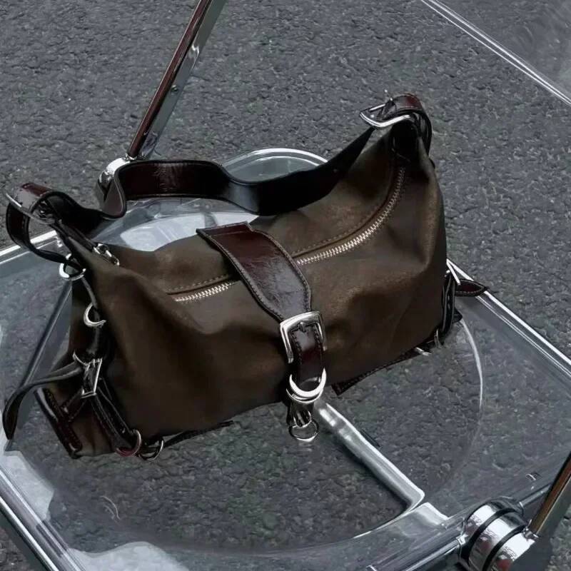 DHGM Vintage Korean All Match Streetwear Handbags Fashion Grunge Casual Shoulder Y2k Aesthetic Ins Simple Crossbody Bags Trendy