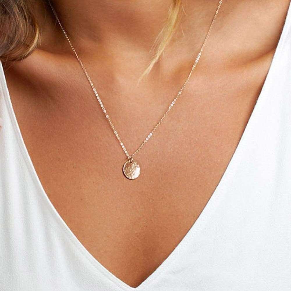 1 set Dainty Layered Necklace, Handmade 14K Gold Plated Y Pendant Multi-layer Bar Disc Necklace Adjustable Layering Choker Necklaces Women, Prefect gi