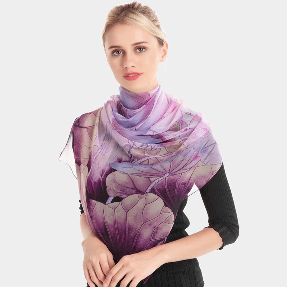 K1076 Women's Scarf Lightweight Printed Pattern Shawl Fashion Floral Sunscreen Shawl Soft Smooth Lightweight Comfortable Gauze Scarf