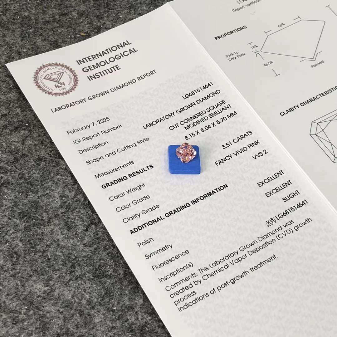 Fancy Color IGI Certified Pink CVD Lab Diamond Pear Oval Radiant Princess Cut Fancy Shape Lab Grown Diamond HPHT Loose Diamond