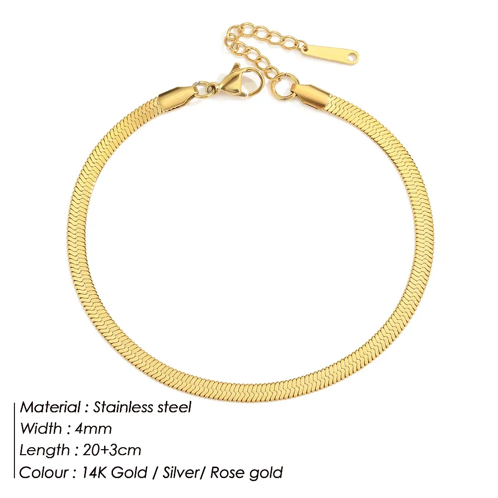 Womens Solid Gold Ankle Bracelet - Durable Snakeskin Patterned Anklet for Summers