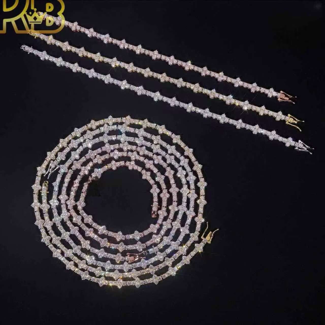 925 Sterling Silver Diamond Chain Hip Hop Vvs Moissanite Chain Fashion Trends Iced Out Tennis Necklace