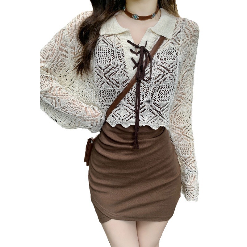 FD2101 Temperament long-sleeved backless temperament dress 2025 new fashion short skirt