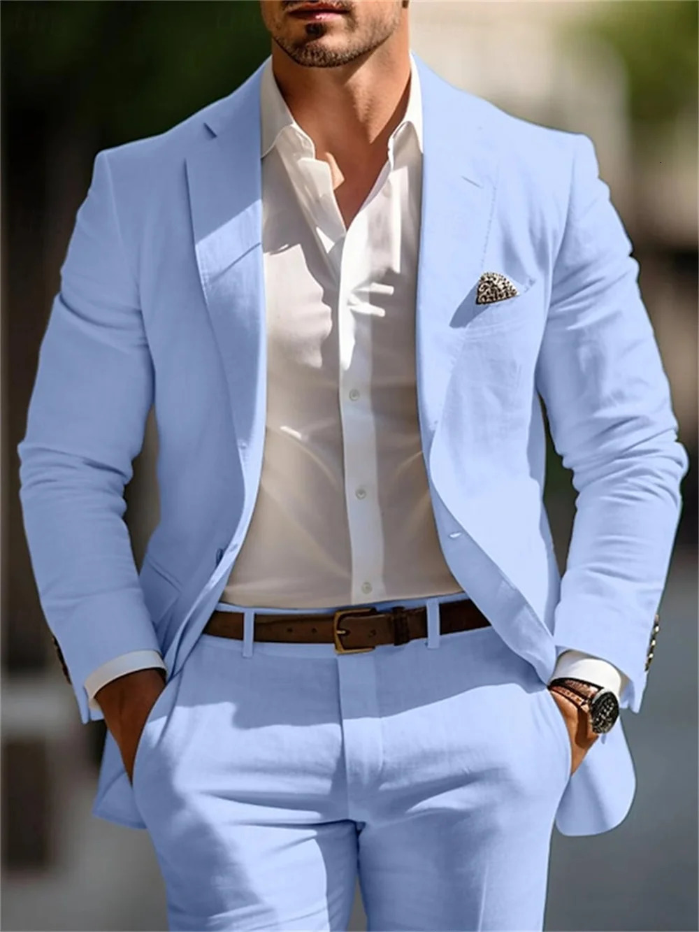Classic Summer Mens Suit 2PCS For Wedding Formal Solid Suit Including Jacket Pants For Party Classic Occasion Clothing 250619