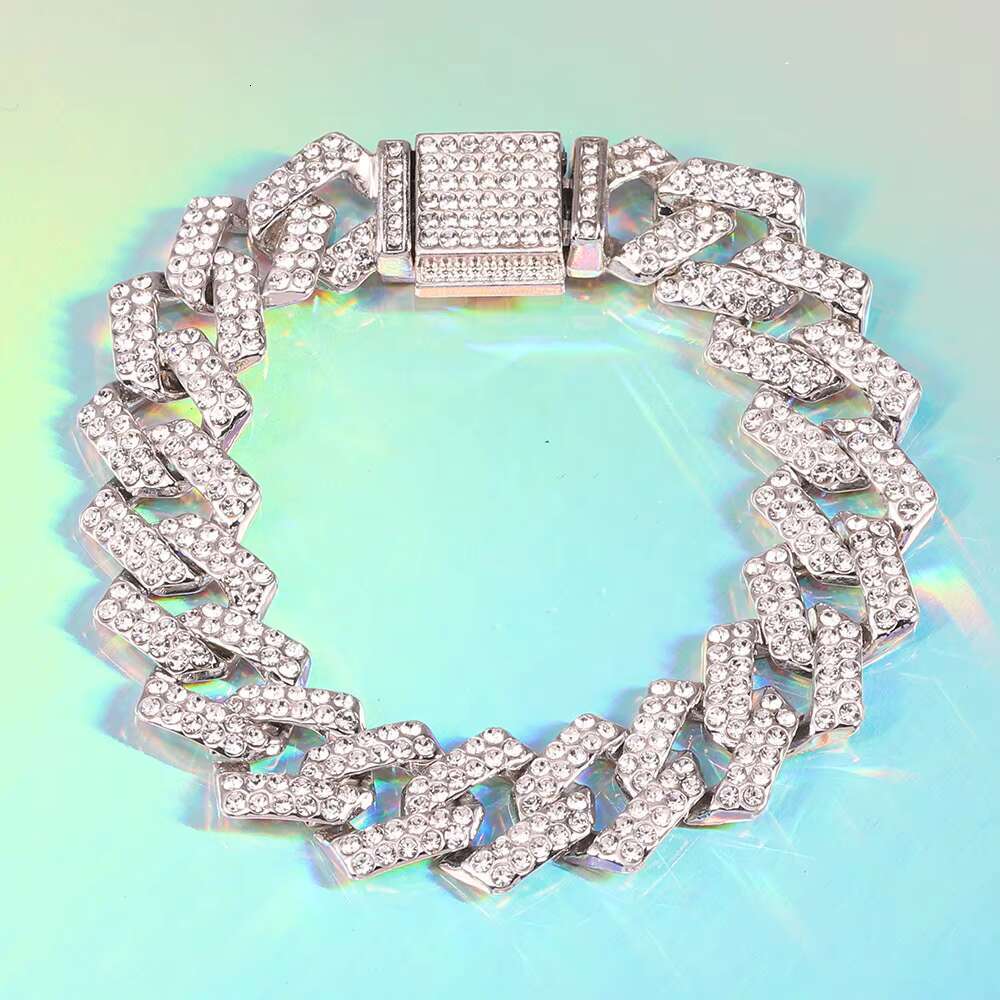 Miami Rapper Hip Hop Jewelry Icy Gold Plating Stainless Steel Necklace with Moissanite Stone Diamond Style Cuban Link Chain