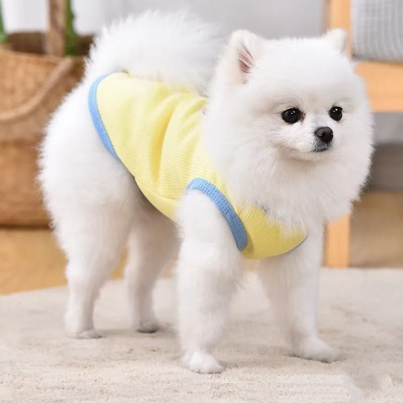 free shipping Designer Dog Labubu Pet Clothes Small and Cats, Spring Summer Puppy Vests, Breathable Waffle Dogs T Shirts for Pomeranian, Bichon, Anti 