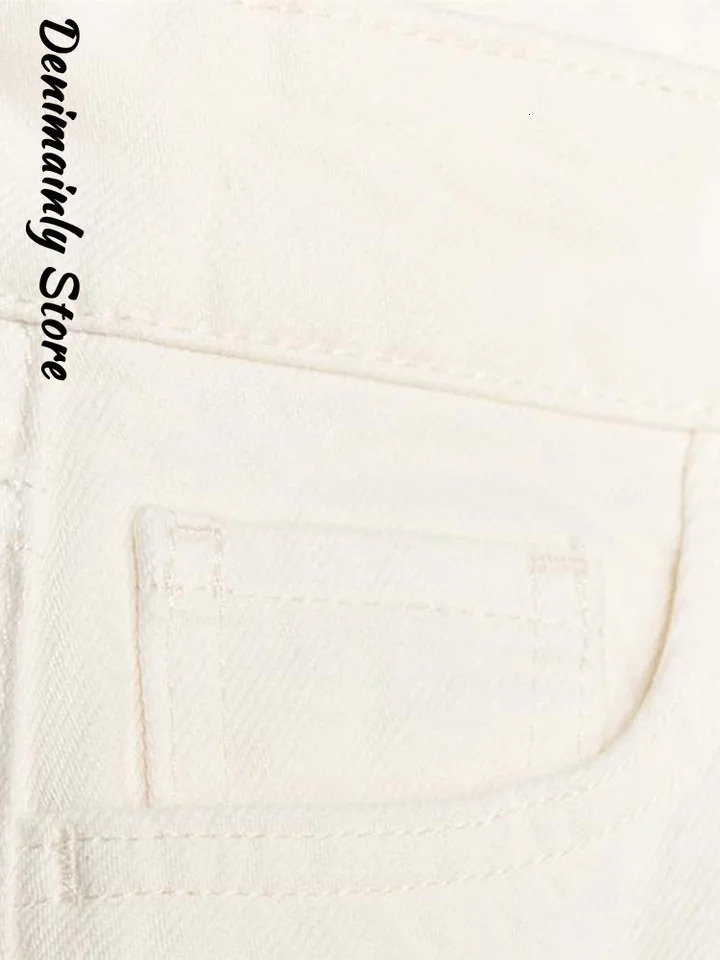 Bandage Low Waist Woman White Jeans Fashion Wash Denim High Street Straight Pants Summer 2025 Casual Loose Female Trousers 250619