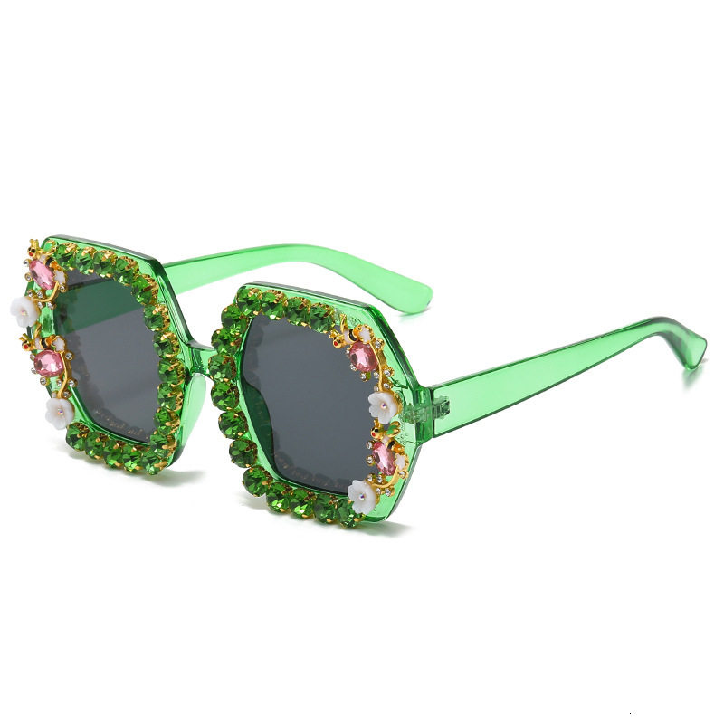Fashion Sunglasses for Men and Women Personality Diamond-Encrusted Square Frame Sunglasses Internet Celebrity Street Style Live Streaming Glasses