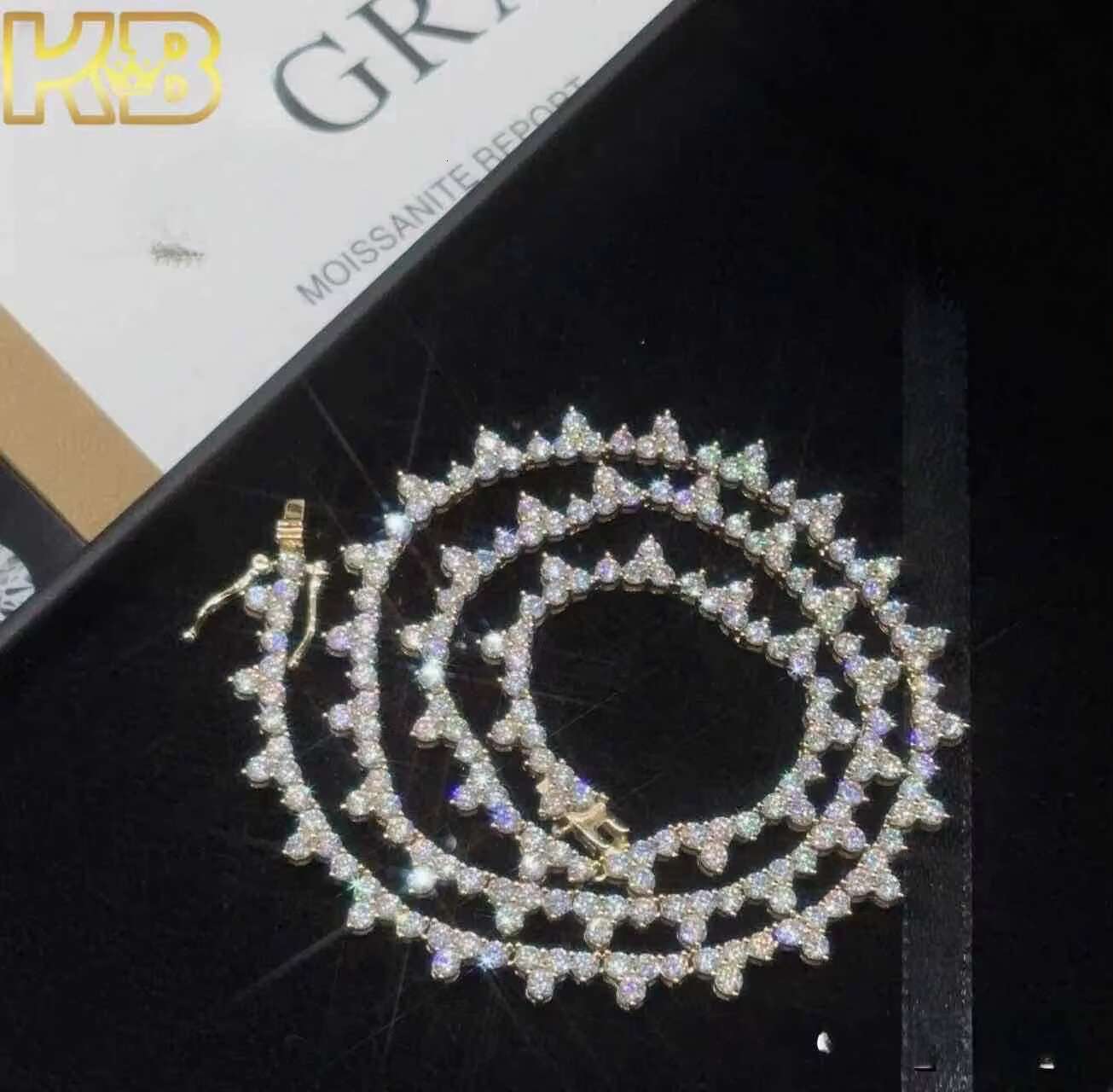 Hip Hop Moissanite VVS Chain Silver Tennis Necklace Clarity Jewelry Gift for Men Women Luxury Tennis Chain Necklace