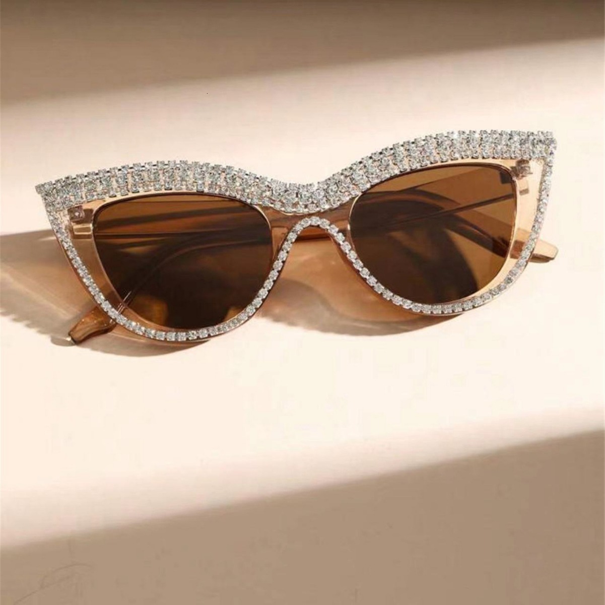 Moissanite Luxury Gothic Punk Women's Sunglasses Crystal Rhinestone Embellished UV400 Polarized Statement Eyewear Instagram Influencer Trending