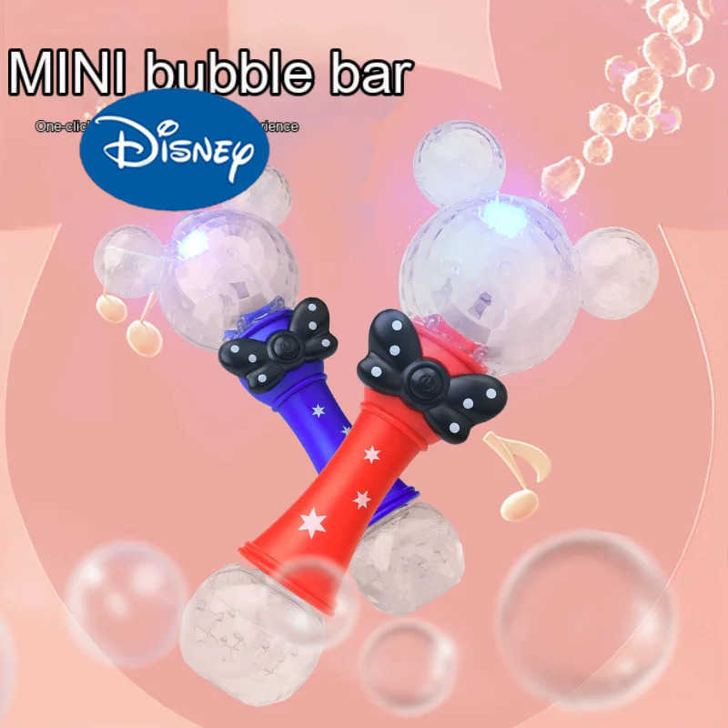 DISNEY Miniso Cartoon Mickey Mouse Automatic Blowing Bubble Stick Lighting music Waterproof Toy For Kids Girl toy Gifts Y250620