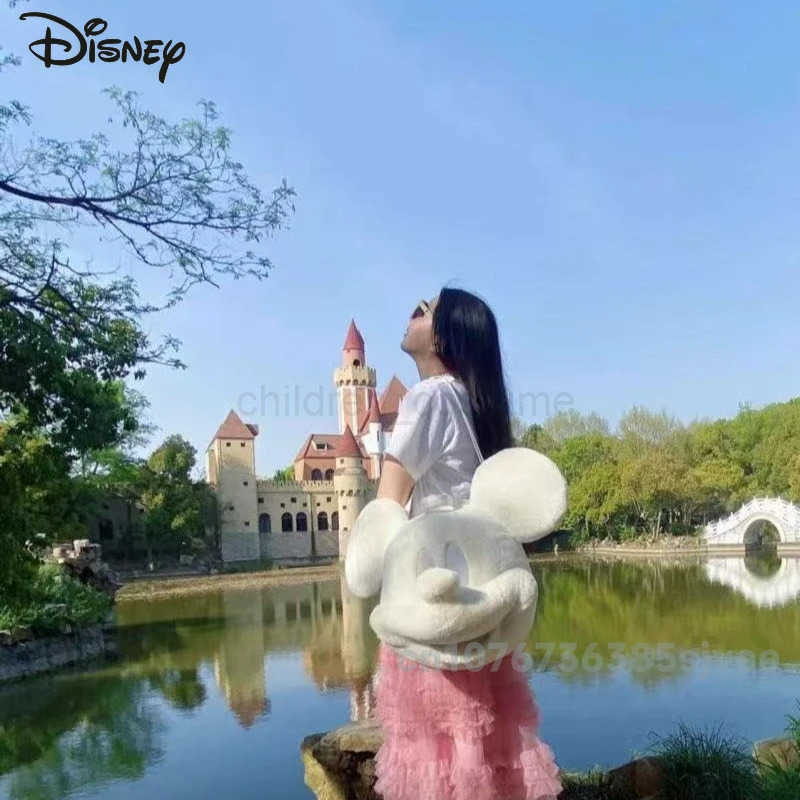 DISNEY Mickey 2025 New Womens Handheld Doll Bag Fashion High Quality Womens Shoulder Bag Solid Color Versatile 3D Doll Storage Bag W250620