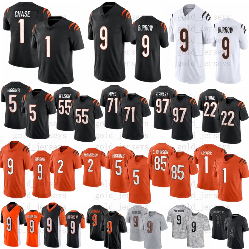 Joe Burrow 1 JaMarr Chase Football Jersey Shemar Stewart Evan McPherson Tee Higgins Sam Hubbard Amarius Mims Taylor-Britt Trey Hendrickson Chad Johnson