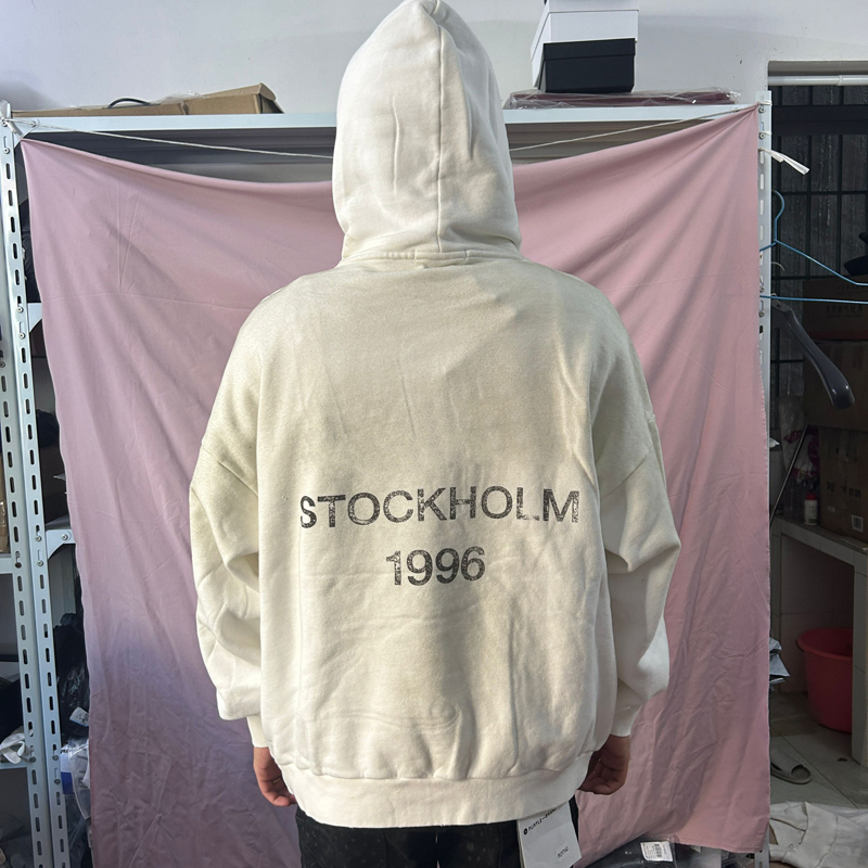 24FW Europe Oversized Washed Vintage Letter Print Fleece Hoodie Autumn Winter Skateboard Hoody Unisex streetwear Pullover Sweatshirt 0815