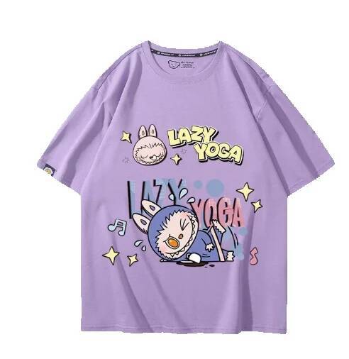 Dongdumaoyi Labubu Peripheral Short Sleeved Men And Women 2024 New Summer Pure Cotton Cute Versatile Casual T-Shirt Clothes Jackets