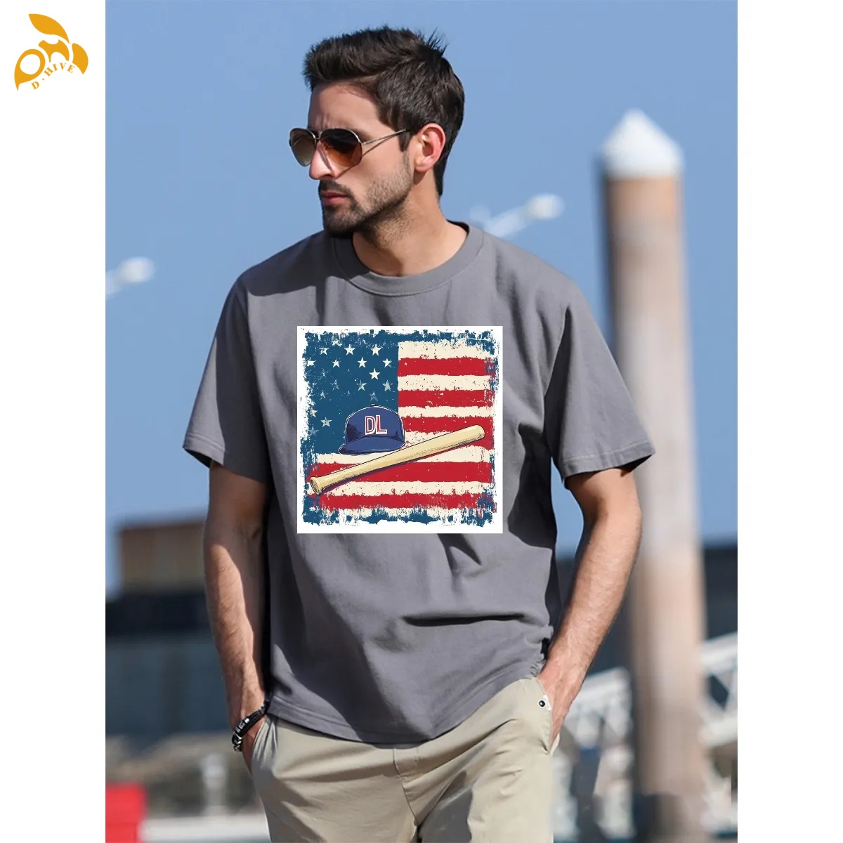 free shipping of customized American men's T-shirt 180GSM with exquisite patterns from US