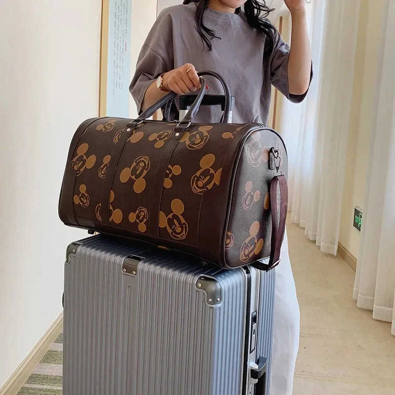 Disney New Mickey Luggage Bag PU Plaid Travel Bag Portable Baby Storage Waterproof Leisure Travel Large Capacity Travel Bag W250620