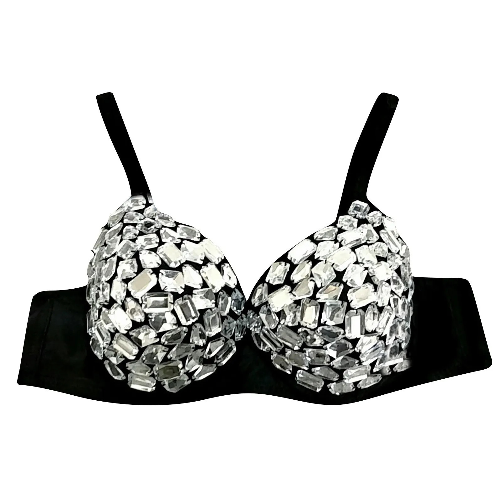 Womens Fashion Carnival Costume Sexy Push Up Punk Lady Goth Silver Party Studded Bra Female Night Wear 250609