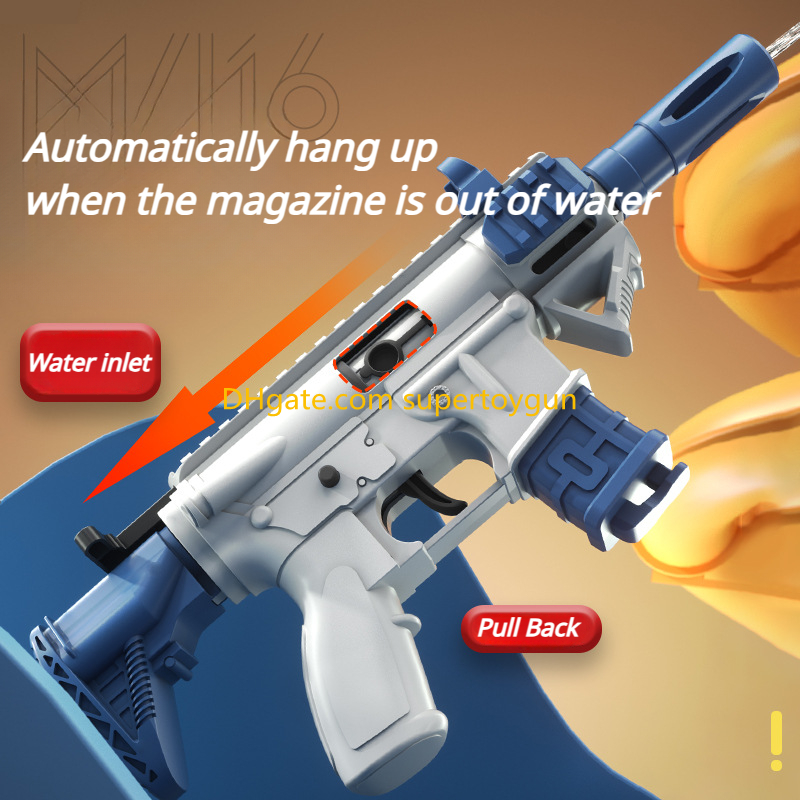 M416 Water Gun Compact Manual Squirt Gun with Continuous Firing Blowback Water Pistol Blaster for Summer Beach Pool Outdoor Water Games Toy Kids Boys 