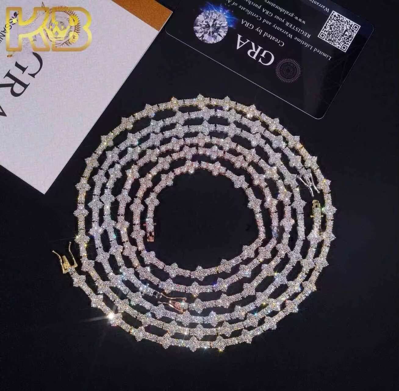 925 Sterling Silver Diamond Chain Hip Hop Vvs Moissanite Chain Fashion Trends Iced Out Tennis Necklace