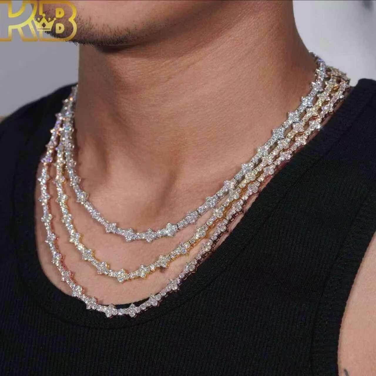 925 Sterling Silver Diamond Chain Hip Hop Vvs Moissanite Chain Fashion Trends Iced Out Tennis Necklace