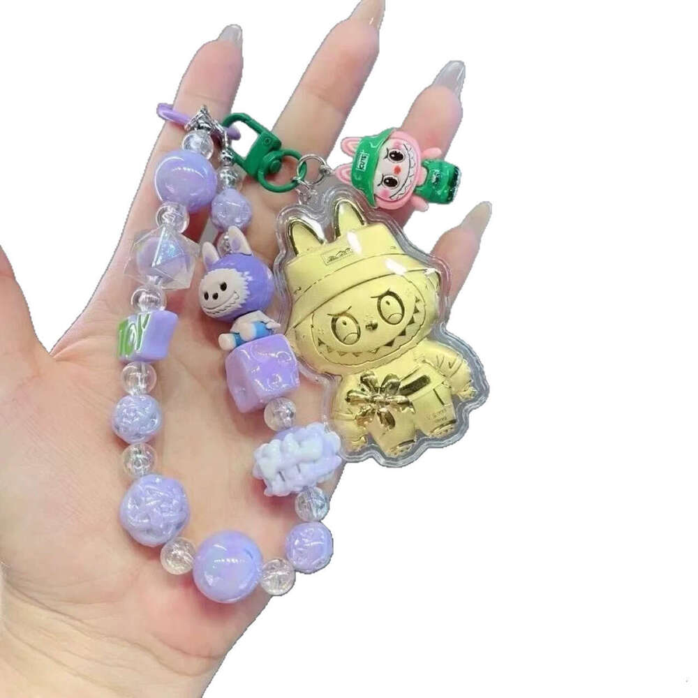 20mg 999 Bead Labubu Pure Gold Phone Chain Bag Pendant Keychain Birthday Gift